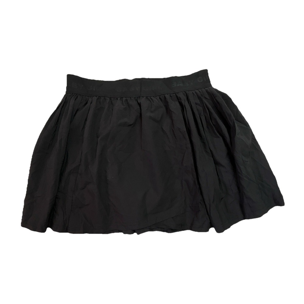 LA + IMAGE Pleated Black Short Skirt XL Elastic Waist Polyester Spandex